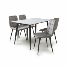 Maya White Dining Table & 4 Grey Chairs Maya White Dining Table & 4 Grey Chairs