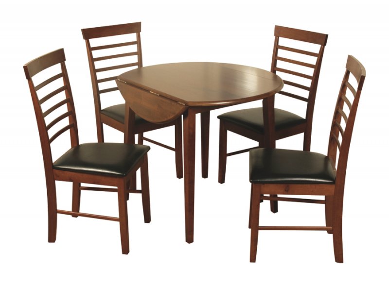 Harleston Round Drop Leaf Dining Set Dark (4 Chairs)